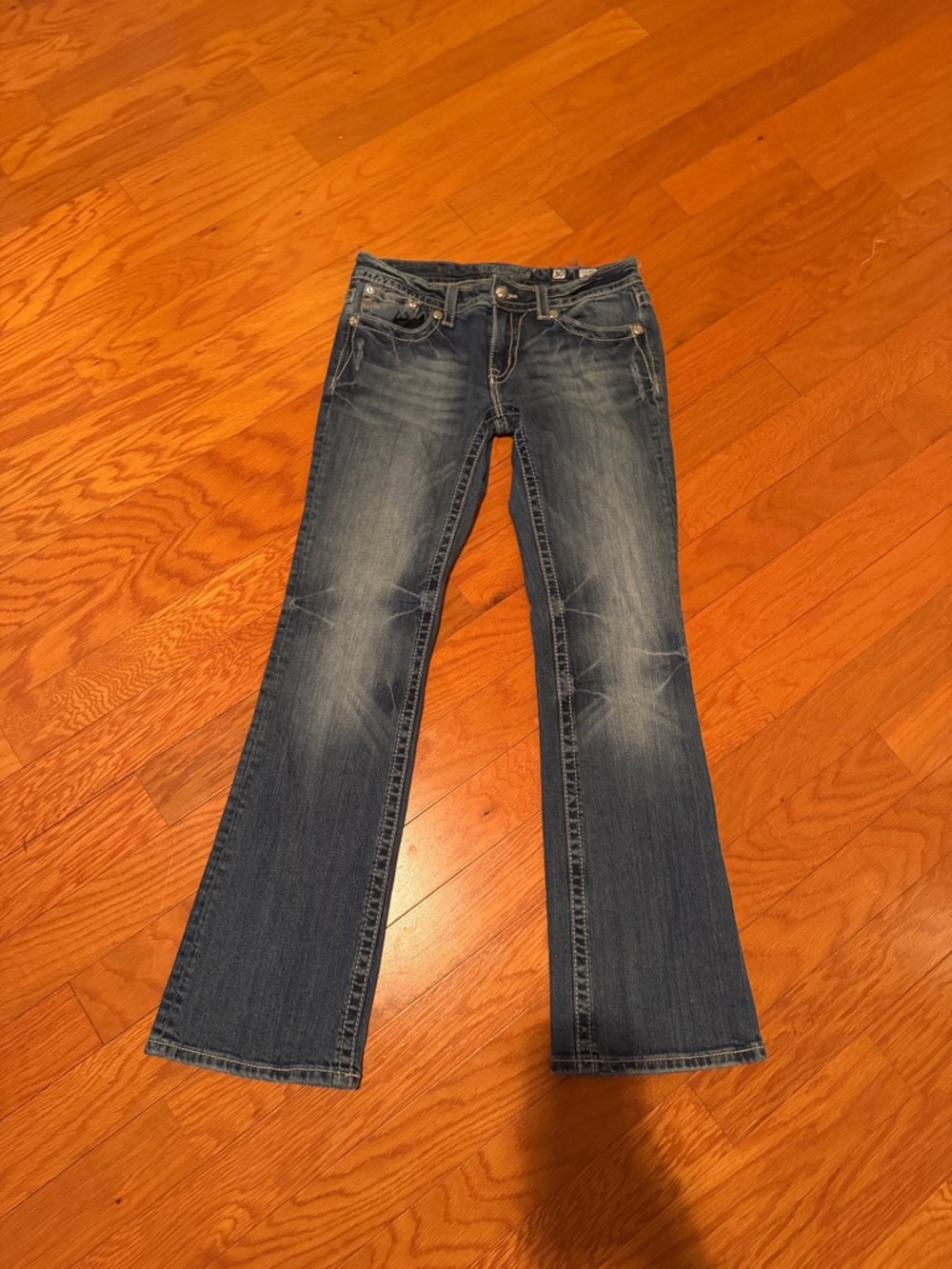 Miss Me Bootcut Jeans Medium Wash Size 30 Western Stitch Y2K Denim - Picture 2 of 12